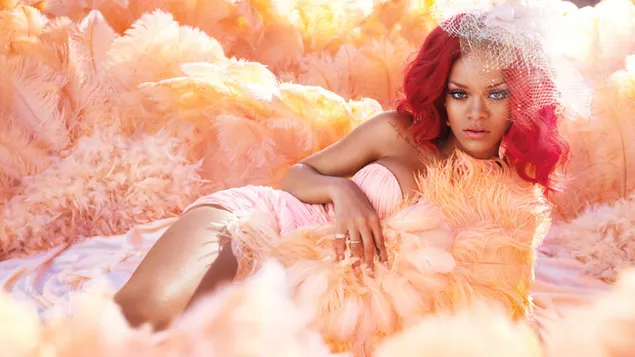 Hermosa cantante Rihanna pelirroja poster pose HD fondo de pantalla