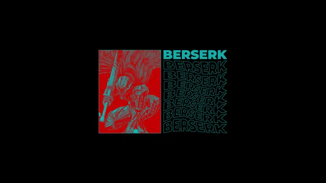 Berserk Texto negro coloreado rojo y azul