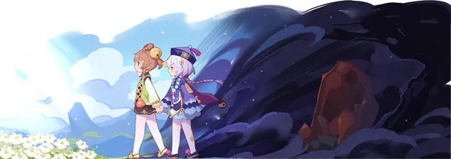 Tapeta Najlepší priatelia Qiqi & Yaoyao | Ganshin Impact 4K