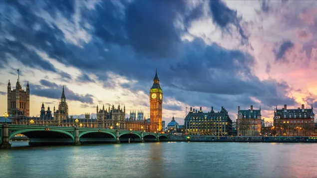Big Ben Di London Saat Matahari Terbenam unduhan