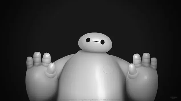 Big Hero 6 动画电影健康指南 黑色背景前可爱的大白 4K 壁纸