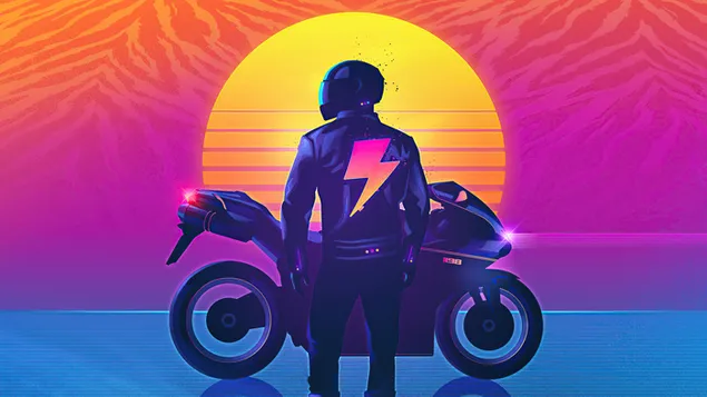 Biker Motorcycle Sunset download