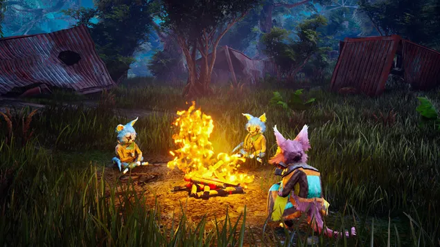 Hình nền Biomutant - Lửa trại 4K