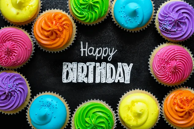 Cupcake de colors d'aniversari baixada