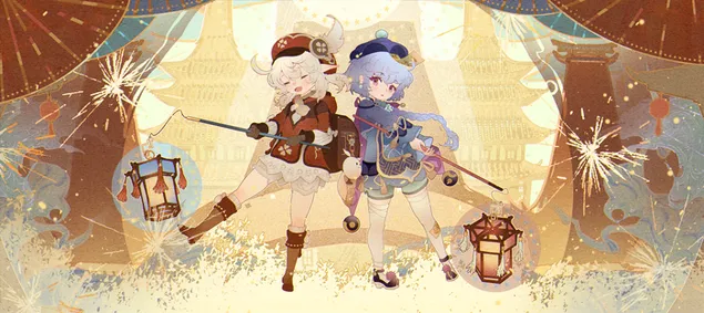 Tapeta Narodeninová oslava Qiqi & Klee | Ganshin Impact 4K