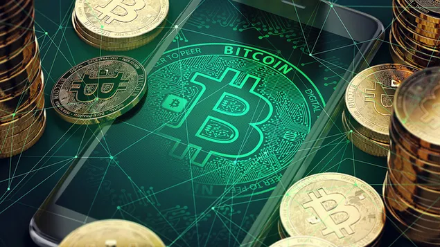Bitcoin Cryptocurrency ดิจิตอล 8K วอลเปเปอร์