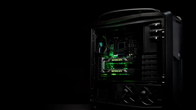 Thành phần đơn vị hệ thống máy tính màu đen và xanh lá cây, nvidia
