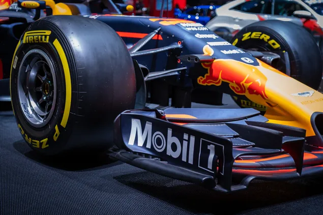 Zwart en oranje F1 6K achtergrond