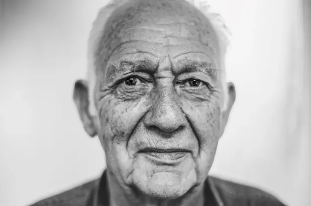 Black and whit old human face