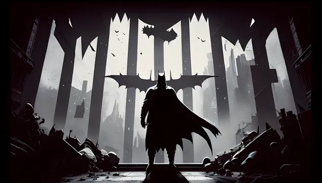 Crno-bijela silueta Batmana 4K pozadina