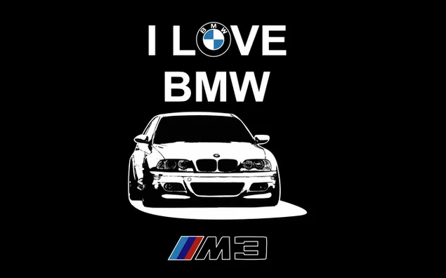 黒と白のBMW M3「愛してる」 ダウンロード