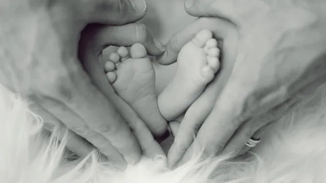 Schwarz-Weiß-Familienfoto, das den Mutter- und Vatertag beschreibt 4K Hintergrundbild