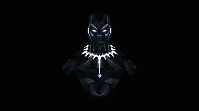 Zwart-wit Marvel-personage uit de film Black voor een zwarte achtergrond