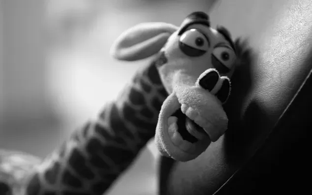 Black and white photo of toy giraffe download