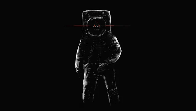 Black and white silhouette of astronaut 4K wallpaper