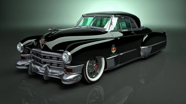 Zwarte Cadillac Coupé Deville 4K achtergrond