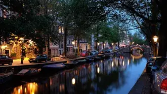 voiture noire, pays-bas, canal, illumine, architecture telechargement