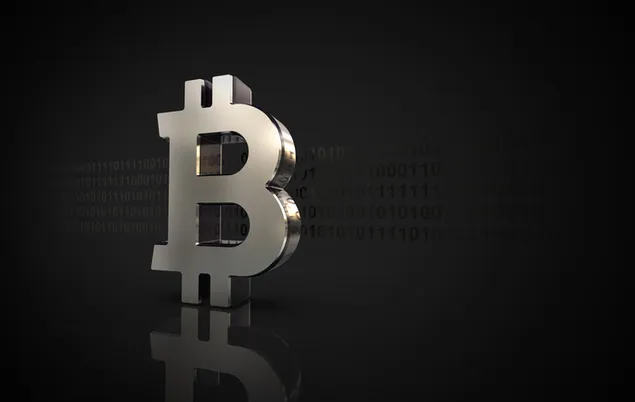 Zwart gevonden Bitcoin-logo 4K achtergrond