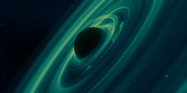 Black hole formed in green rings 4K wallpaper