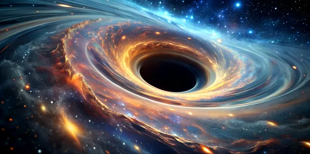 Vórtice de obsidiana líquida inspirado en un agujero negro 4K fondo de pantalla