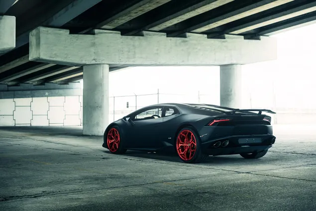 Lamborghini Huracan negro modificado 6K fondo de pantalla