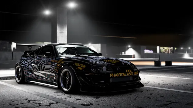 Toyota modificado negro 4K fondo de pantalla