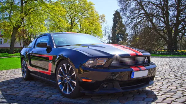 Zwarte Mustang GT-sportwagen