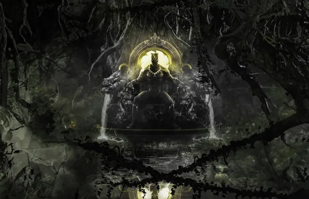 pantera nera seduta sul trono scarica