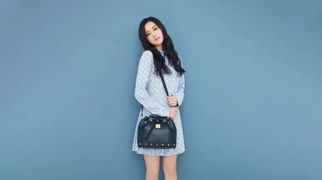 black pink - elegant jisoo zila kleita lejupieladet