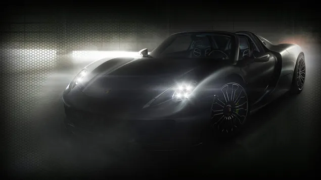 Bật đèn pha Porsche 918 Spyder màu đen tải xuống
