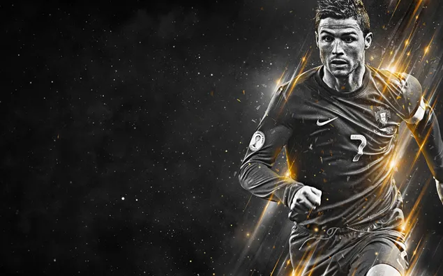 Schwarz-weißer Ronaldo mit Nike-Trikot 2K Hintergrundbild