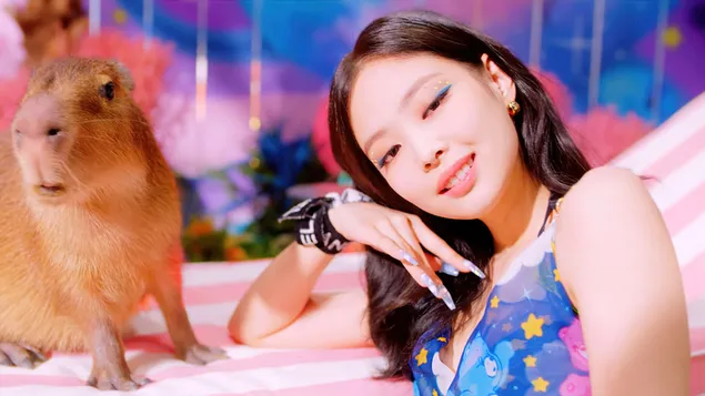 BlackPink 在“冰淇淋”M/V 拍摄中的华丽珍妮 4K 壁纸