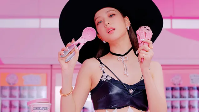 BlackPink's Gorgeous Jisoo in 'Ice Cream' M/V 4K wallpaper