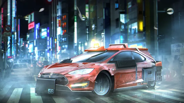 Blade Runner 2049 film - Tesla model S auto 2K achtergrond