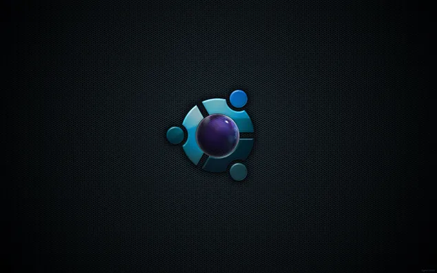 Blauw Ubuntu-logo over metalen mesh-achtergrond download