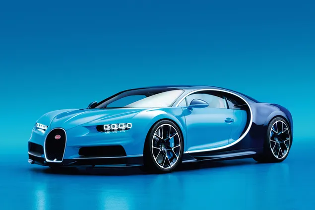 Blauwe Bugatti Chiron Super Car download