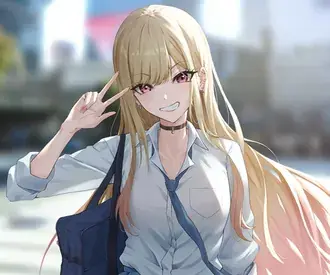 Tapeta Krásná blonďatá anime dívka Marin Kitagawa 2K