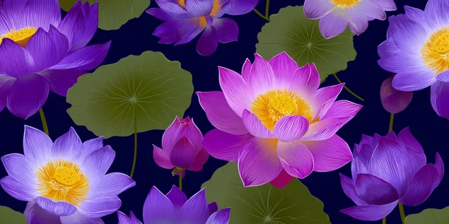 tsvetushchie lotosy i list'ya na temnom fone skachat'