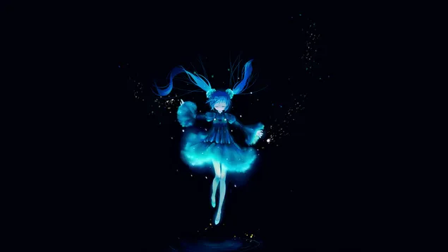 Blue Anime-girl HD wallpaper download