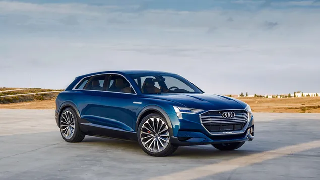 Audi e-tron azul estacionado descargar