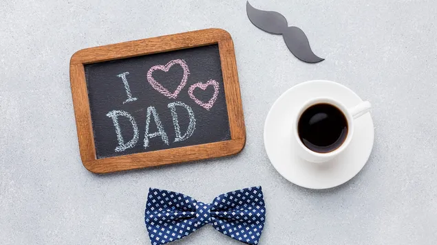 Blue bow tie and black coffee for Dad!