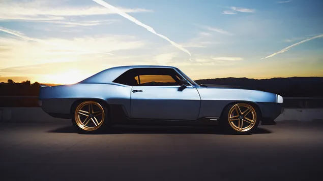 خودروی اسپرت شورولت کامارو آبی کاغذدیواری  HD