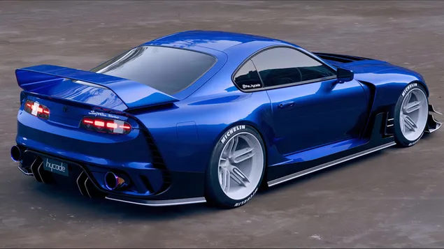 Blaues Coupé Toyota Supra modifiziert 4K Hintergrundbild
