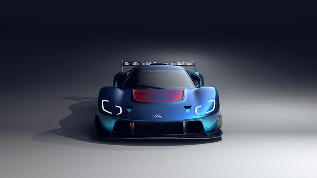 Blue Ford GT Vooraansig 4K muurpapier
