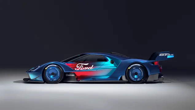 Blue Ford GT syaansig 4K muurpapier
