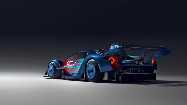 Tapeta Pohled zezadu na modrý Ford GT 4K
