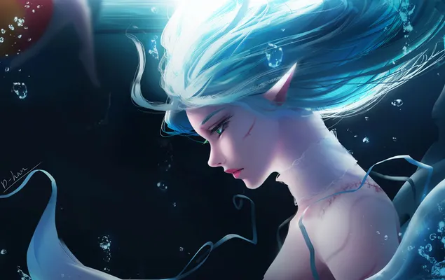 Blå hår tomte 4K bakgrund