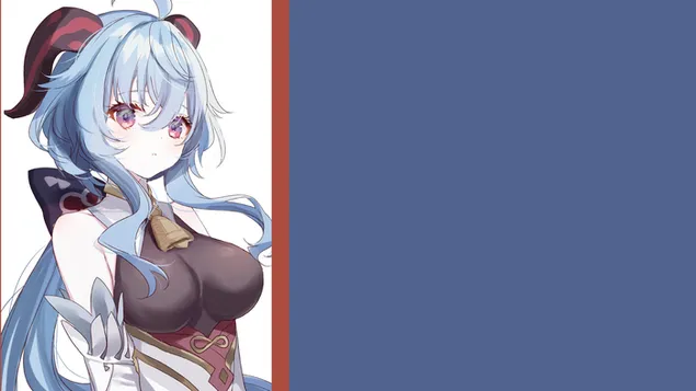 Mirada inocente de Ganyu de pelo azul | Impacto Genshin 2K fondo de pantalla