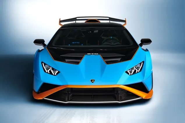 Blue Lamborghini front view 4K wallpaper