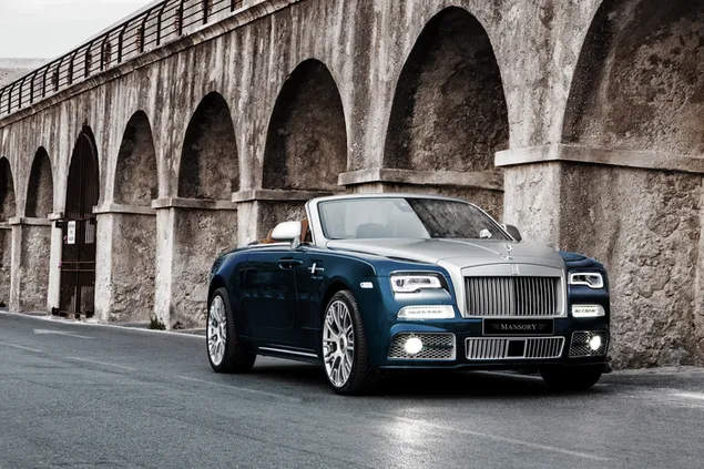 Blauwe Rolls-Royce Dawn Grand Tourer 4K achtergrond